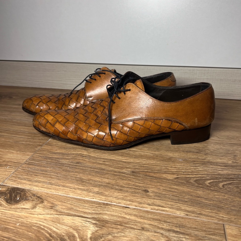 Dolce & Gabbana Tan Woven Leather Oxfords